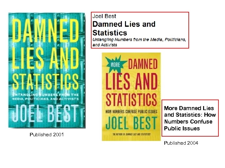 More Damned Lies and Statistics: How Numbers Confuse Public Issues Published 2001 Published 2004