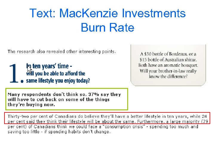 Text: Mac. Kenzie Investments Burn Rate 