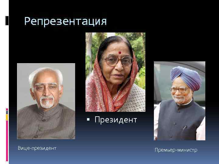 Репрезентация Президент Вице-президент Премьер-министр 