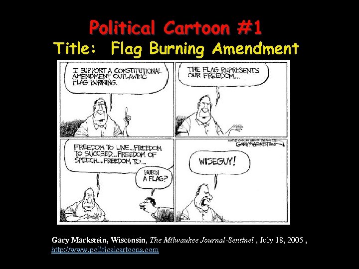 Political Cartoon #1 Title: Flag Burning Amendment Gary Markstein, Wisconsin, The Milwaukee Journal-Sentinel ,