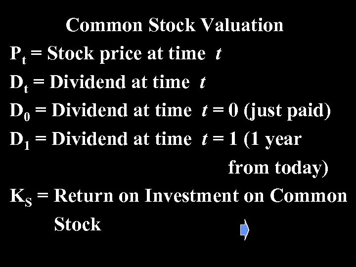 Common Stock Valuation Pt = Stock price at time t Dt = Dividend at