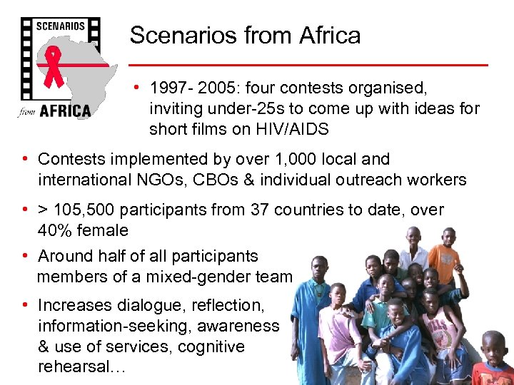 Scenarios from Africa • 1997 - 2005: four contests organised, inviting under-25 s to