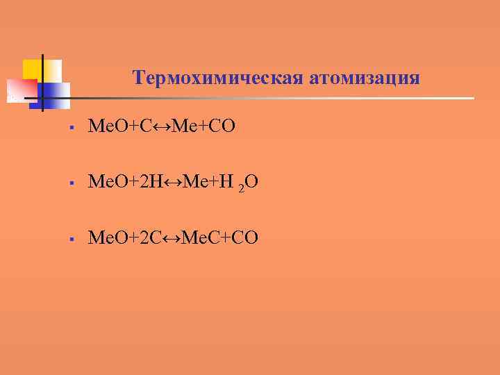 Термохимическая атомизация § Ме. О+С↔Ме+СО § Ме. О+2 Н↔Ме+Н 2 О § Ме. О+2