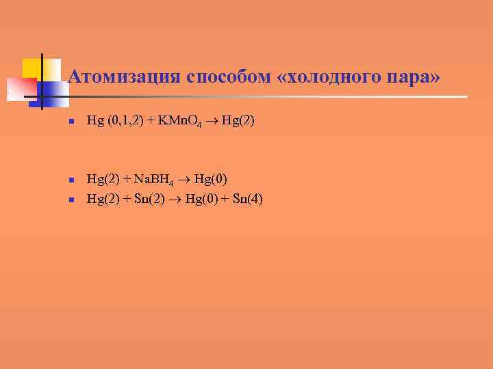 Атомизация способом «холодного пара» n n n Hg (0, 1, 2) + KMn. O