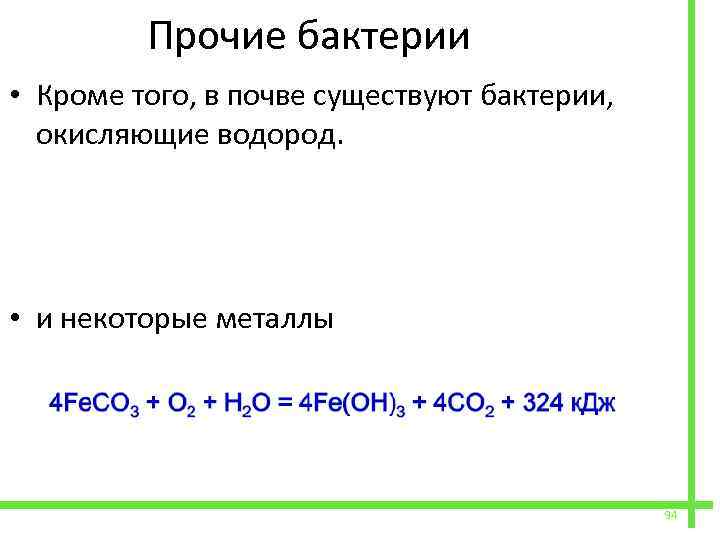  Прочие бактерии • Кроме того, в почве существуют бактерии, окисляющие водород. • и