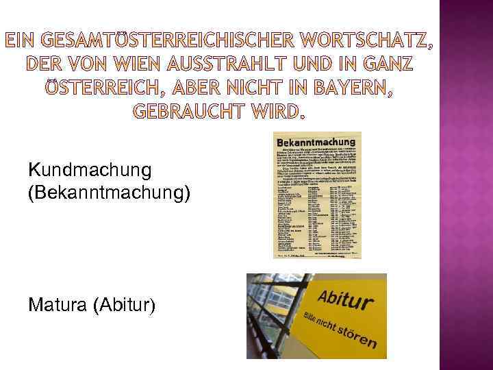 Kundmachung (Bekanntmachung) Matura (Abitur) 