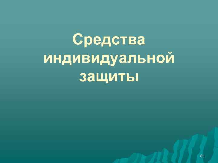 Средства индивидуальной защиты 81 
