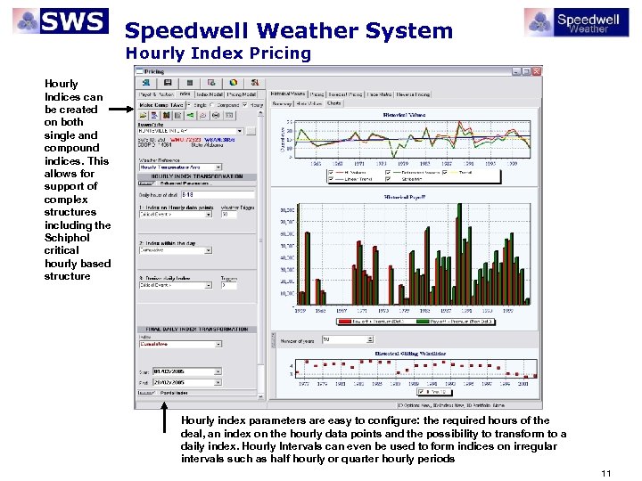 Speedwell Weather System Hourly Index Pricing Hourly Indices can be created on both single