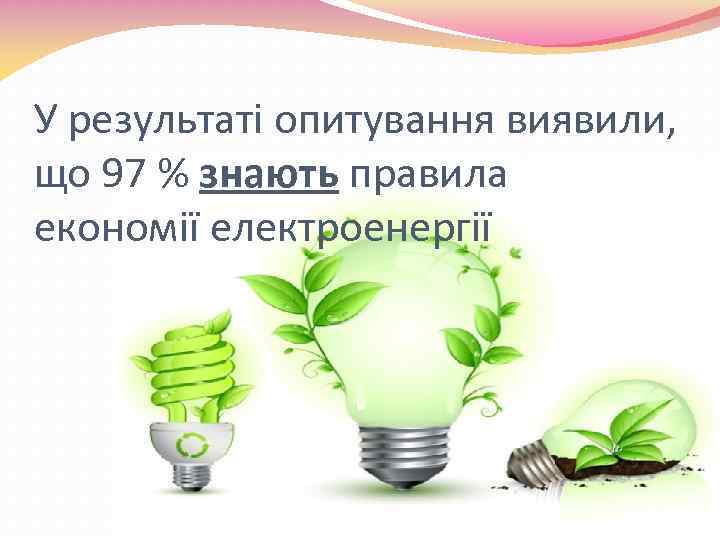 У результаті опитування виявили, що 97 % знають правила економії електроенергії 