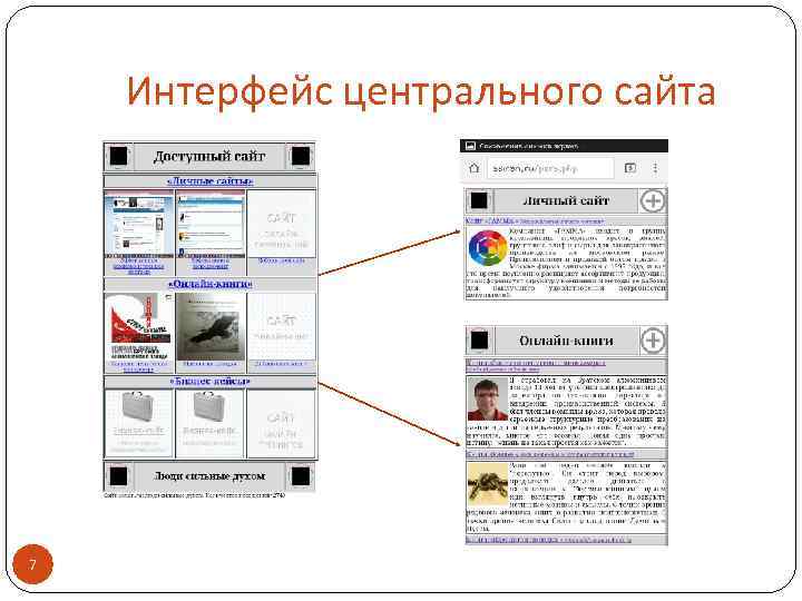 Интерфейс центрального сайта 7 