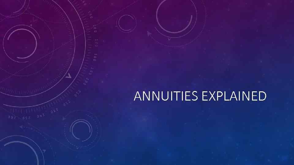 ANNUITIES EXPLAINED 