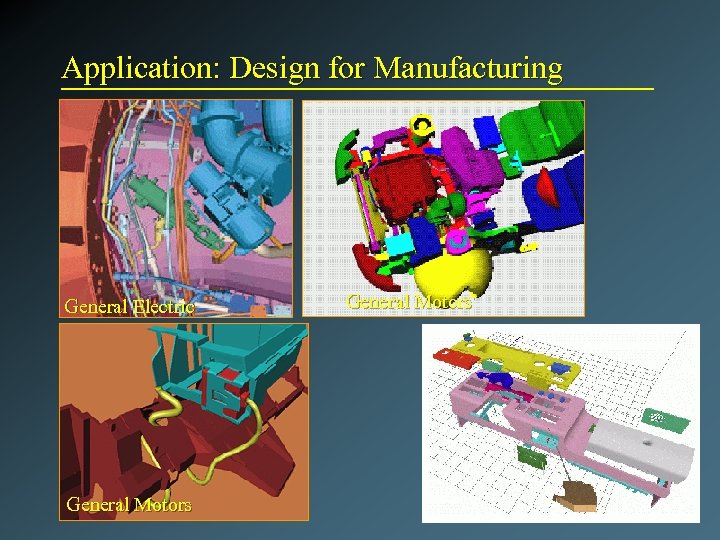 Application: Design for Manufacturing General Electric General Motors 