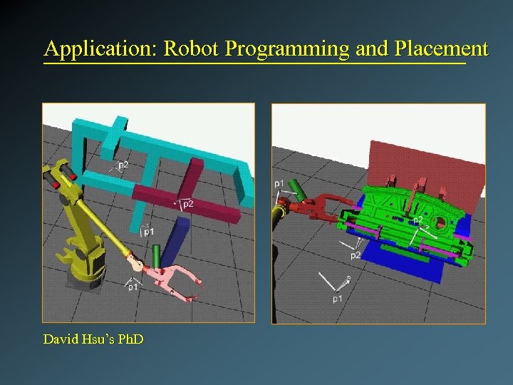 Application: Robot Programming and Placement David Hsu’s Ph. D 