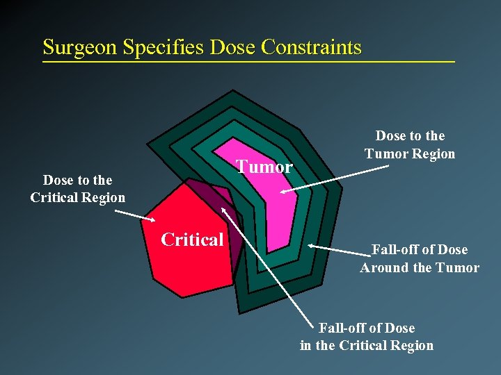 Surgeon Specifies Dose Constraints Tumor Dose to the Critical Region Critical Dose to the