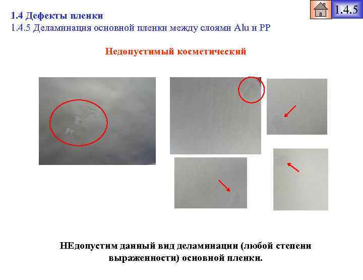1. 4 Дефекты пленки 1. 4. 5 Деламинация основной пленки между слоями Alu и