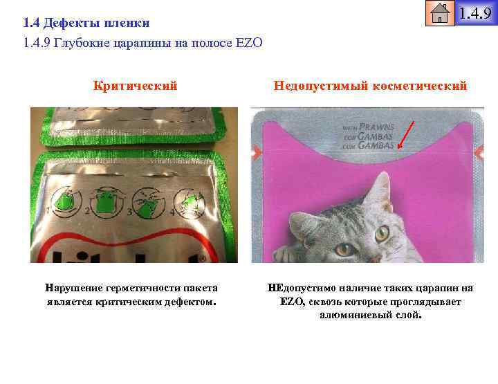 1. 4 Дефекты пленки 1. 4. 9 Глубокие царапины на полосе EZO Критический Нарушение