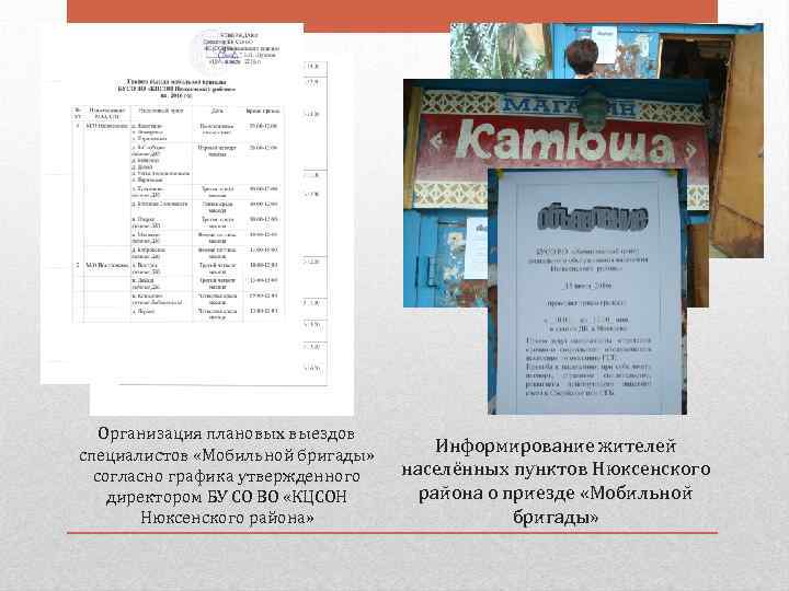 Организация плановых выездов специалистов «Мобильной бригады» согласно графика утвержденного директором БУ СО ВО «КЦСОН