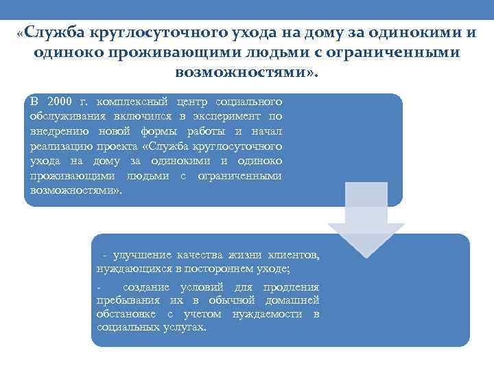  «Служба круглосуточного ухода на дому за одинокими и одиноко проживающими людьми с ограниченными