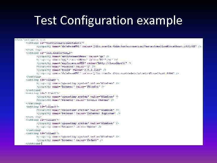 Test Configuration example 