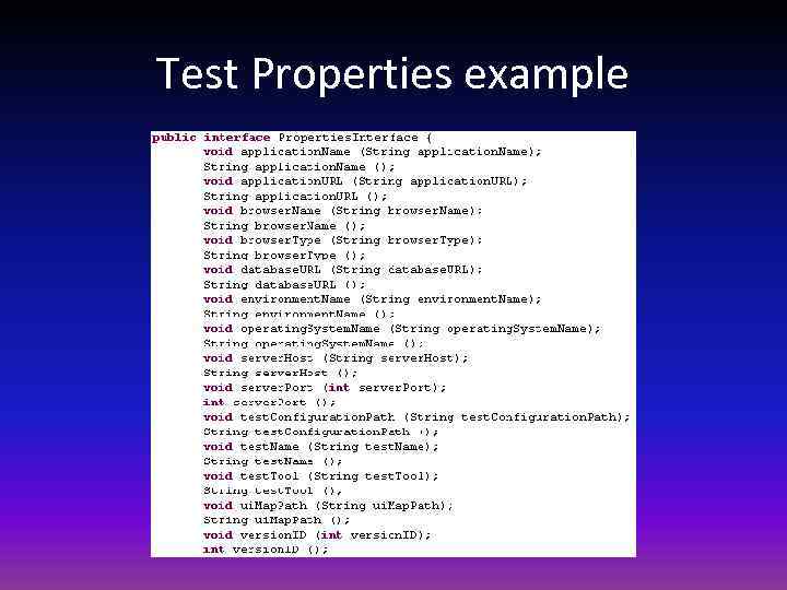 Test Properties example 