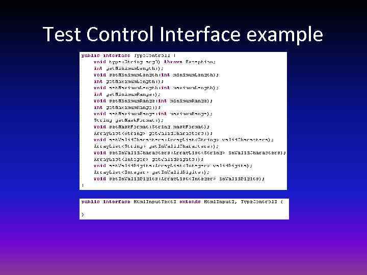 Test Control Interface example 