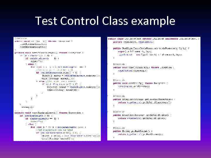 Test Control Class example 