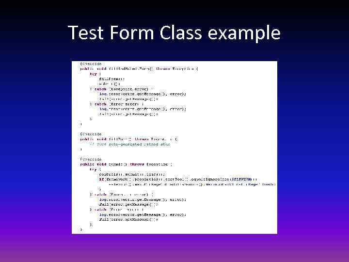 Test Form Class example 