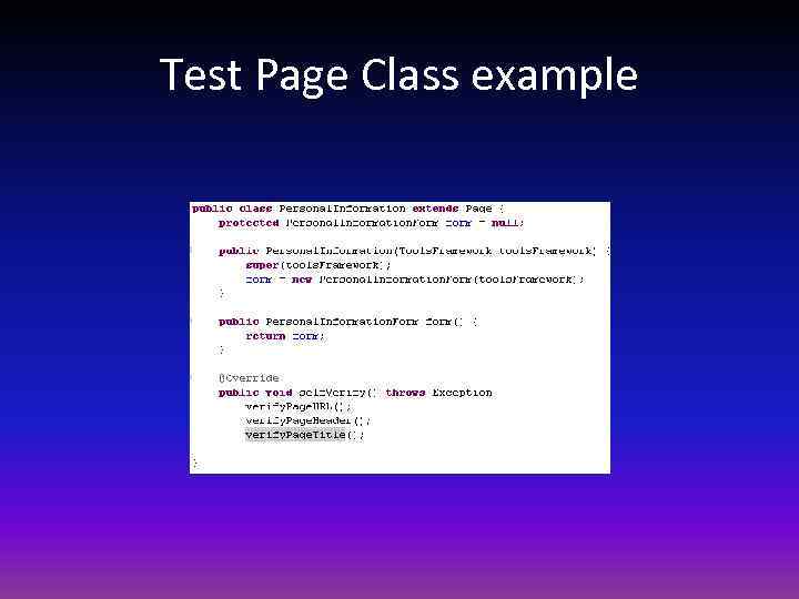 Test Page Class example 