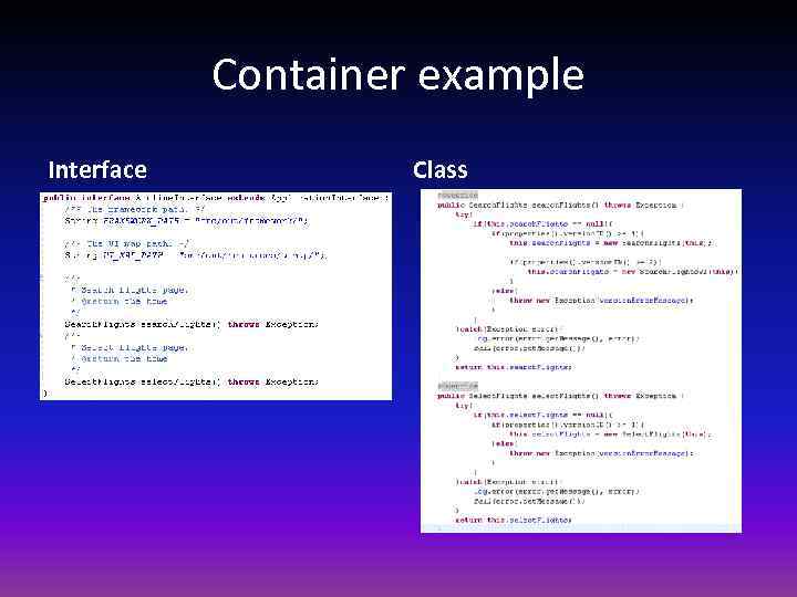 Container example Interface Class 