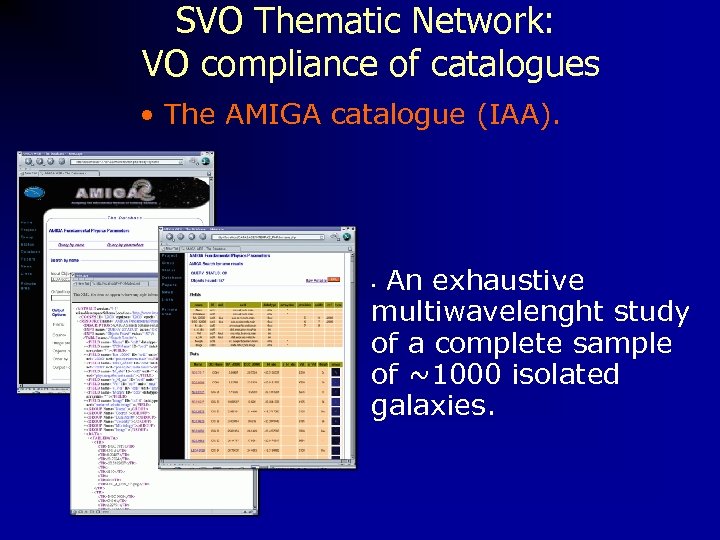 SVO Thematic Network: VO compliance of catalogues • The AMIGA catalogue (IAA). An exhaustive