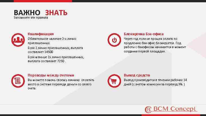 ВАЖНО ЗНАТЬ Запомните эти правила Блокировка Бэк-офиса Обязательное наличие 2 -х лично приглашенных. Если