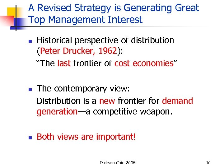 A Revised Strategy is Generating Great Top Management Interest n n n Historical perspective