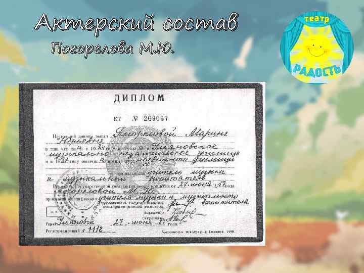 Актерский состав Погорелова М. Ю. 