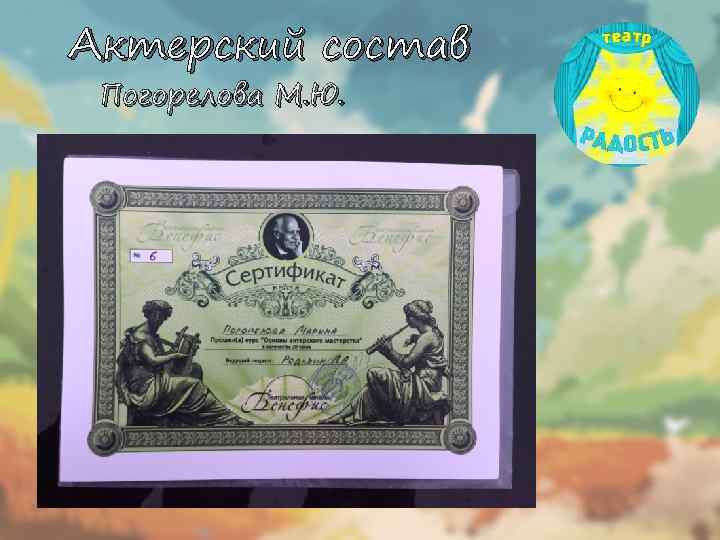 Актерский состав Погорелова М. Ю. 