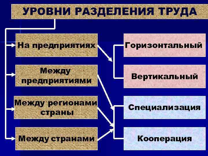 Разделение труда и специализация план