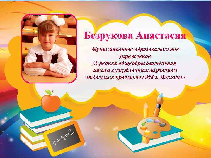 Безрукова Анастасия Муниципальное образовательное учреждение «Средняя общеобразовательная школа с углубленным изучением отдельных предметов №