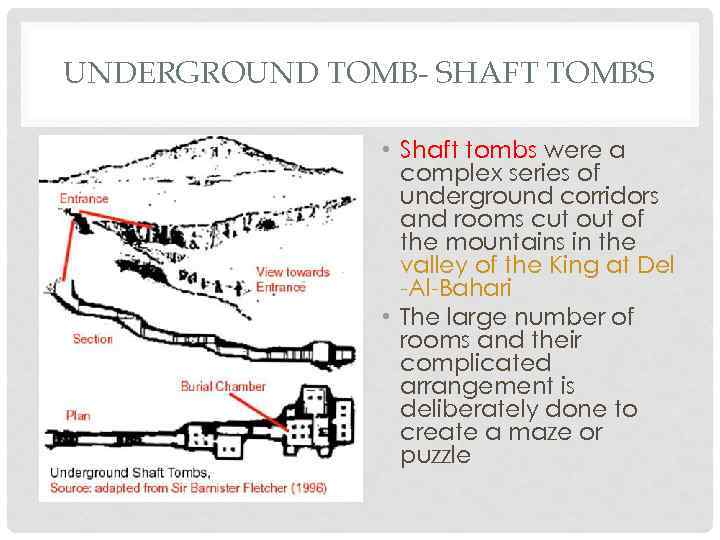 UNDERGROUND TOMB- SHAFT TOMBS • Shaft tombs were a complex series of underground corridors