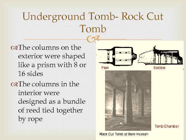 Underground Tomb- Rock Cut Tomb The columns on the exterior were shaped like a