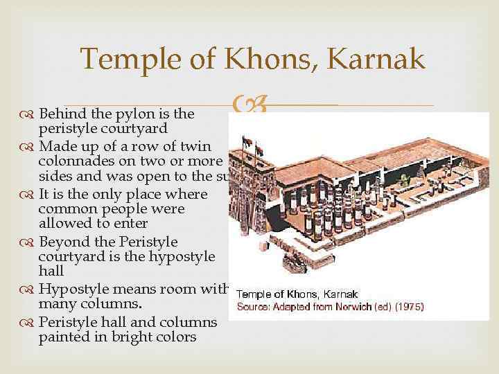 Temple of Khons, Karnak Behind the pylon is the peristyle courtyard Made up of