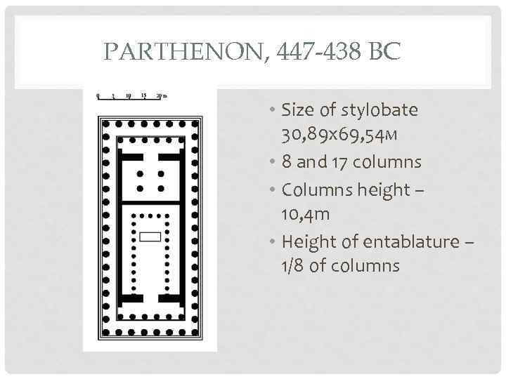 PARTHENON, 447 -438 BC • Size of stylobate 30, 89 х69, 54 м •