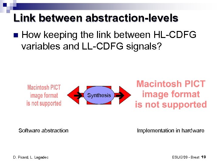 Link between abstraction-levels How keeping the link between HL-CDFG variables and LL-CDFG signals? Software