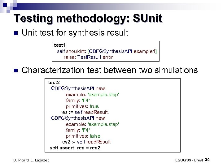 Testing methodology: SUnit test for synthesis result test 1 self shouldnt: [CDFGSynthesis. API example