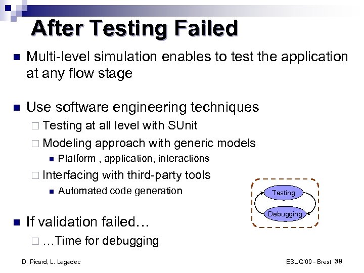 After Testing Failed Multi-level simulation enables to test the application at any flow stage