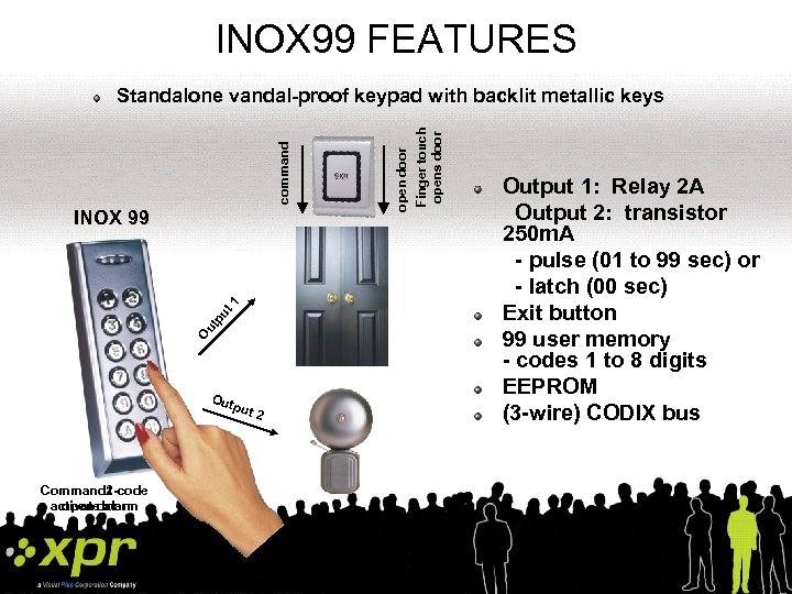 INOX 99 FEATURES O ut pu t 1 INOX 99 Out p ut 2
