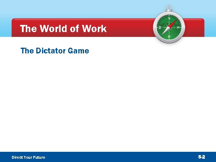 The World of Work The Dictator Game Direct Your Future 5 -2 