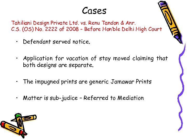 Cases Tahiliani Design Private Ltd. vs. Renu Tandon & Anr. C. S. (OS) No.