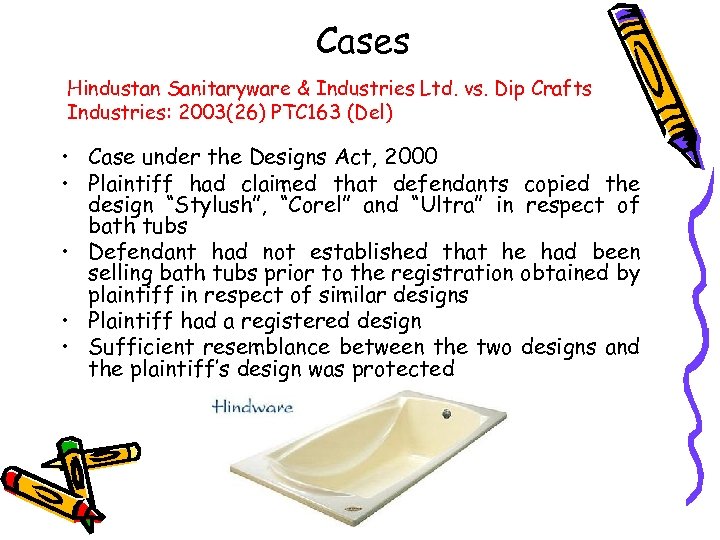 Cases Hindustan Sanitaryware & Industries Ltd. vs. Dip Crafts Industries: 2003(26) PTC 163 (Del)