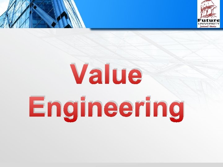 Value Engineering 