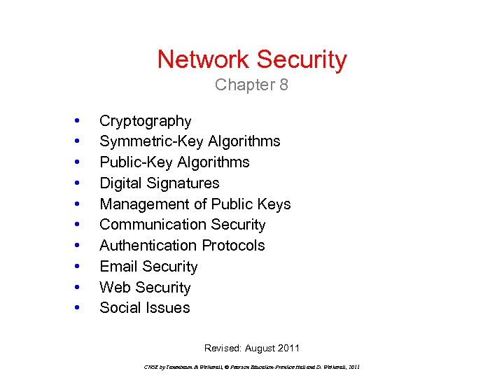 Network Security Chapter 8 Cryptography