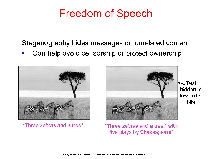 Freedom of Speech Steganography hides messages on unrelated content • Can help avoid censorship